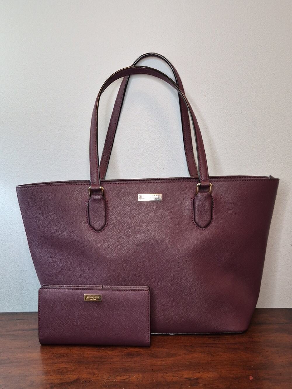 kate spade Burdundy Leather Tote with Matching Wallet